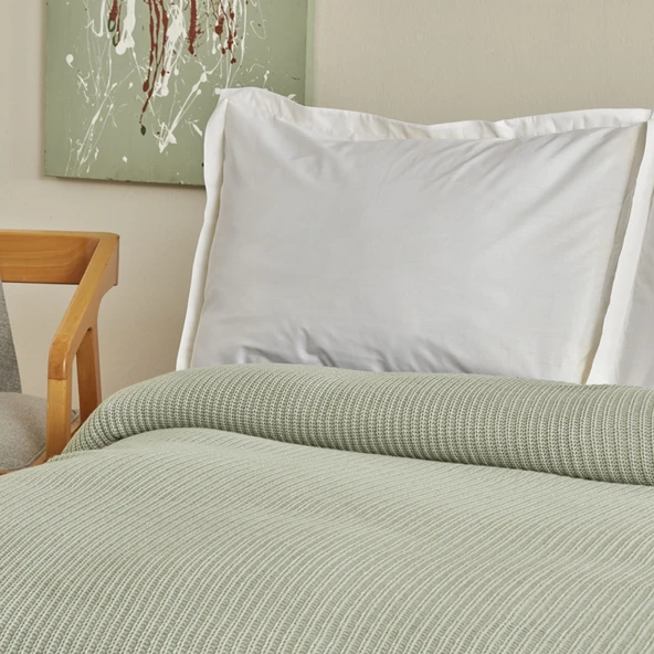 Karaca Home Cool Touch Çift Kişilik Triko Battaniye Yeşil - Resim 5