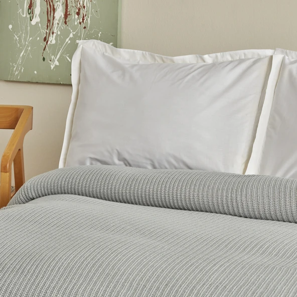Karaca Home Cool Touch Çift Kişilik Triko Battaniye Gri - Resim 4