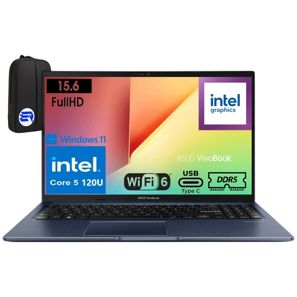 Asus Vivobook 15 Intel Core 5-120U 32GB Ram 2tb SSD 15.6" Windows 11 Home X1504VA-BQ4126WEP16 + Elektropasaj Çanta ürün görseli 1