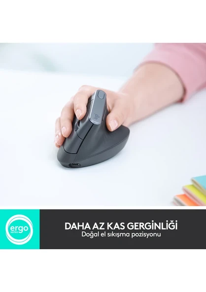 Logitech MX Vertical Gelişmiş Ergonomik Dikey Mouse (TEŞHİR) - Resim 2