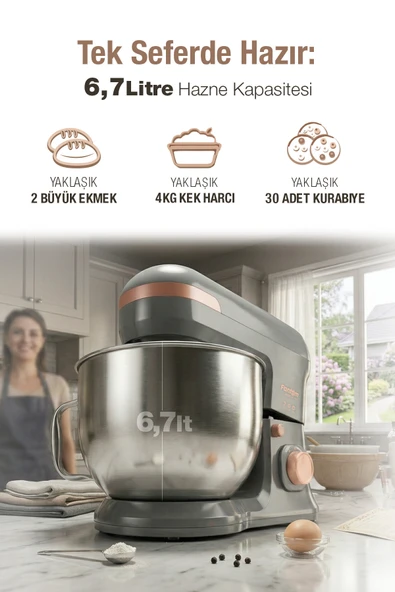 Fantom HM1500 Stand Mixer Antrasit - Resim 7