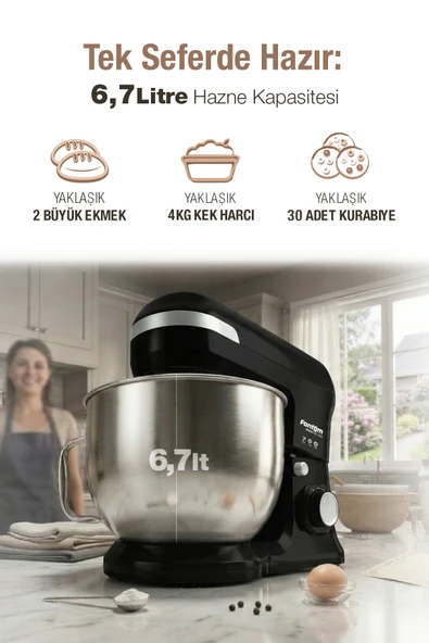 Fantom HM1500 Stand Mixer -Siyah - Resim 7