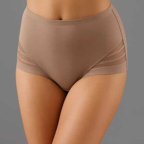 New Bra 9301 Bayan Lazer Tül Detay Korseli Mikro Külot Vizon ürün görseli 1