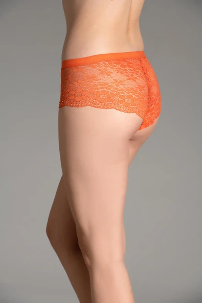 New Bra 9037 Bayan Likralı Dantel String Turuncu - Resim 2