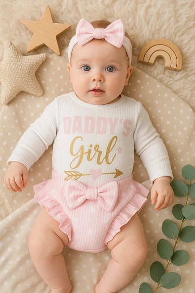 Daddy's Girl Bandanalı Kız Bebek Takımı ürün görseli 1
