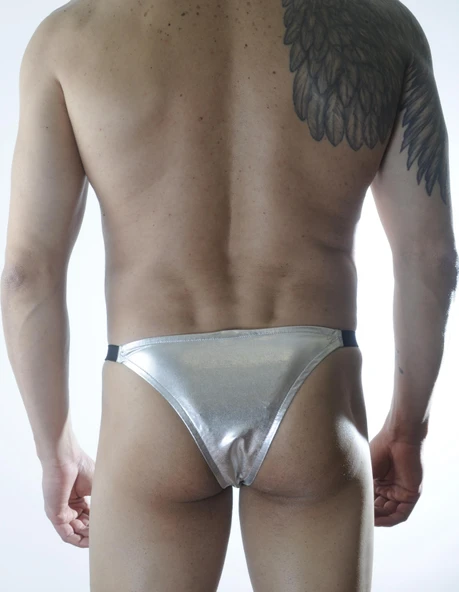 Erkek Gümüş Lame Brazillian Slip - Resim 2