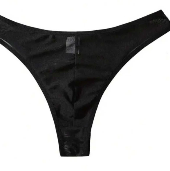Erkek Biyeli Siyah Transparan Brazillian Slip - Resim 2