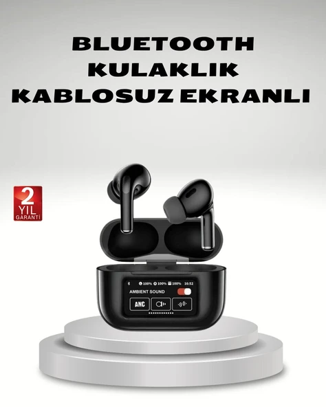 Aktif Gürültü Engelleme (ANC) Kablosuz Bluetooth Kulaklık - Dijital Ekranlı Dokunmatik ve Uzun Pil Ömürlü ürün görseli 1