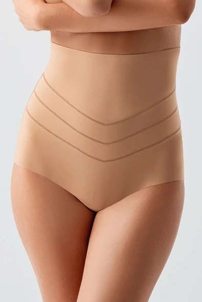New Bra 9603 Kadın Lazer Kesim Yüksek Bel Külot Korse Ten ürün görseli 1