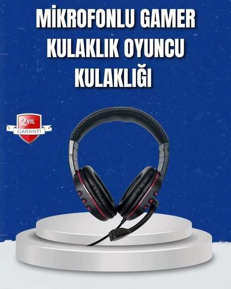 Bilgisayar Oyuncu Kulaklığı - Yumuşak Pedli Dayanıklı İpli Kablo ürün görseli 1