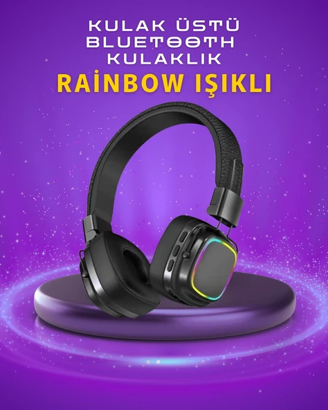 Renkli Işık Efektli Bluetooth 5.3 Müzik Kulaklığı ürün görseli 1