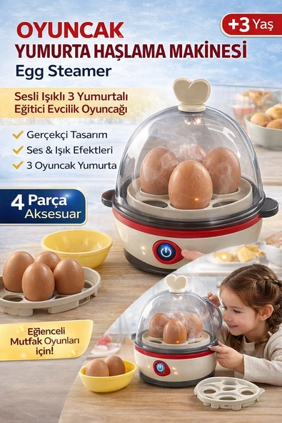 Yumurta Haşlama Makinesi Egg Steamer Sesli Işıklı 3 Yumurtalı Eğitici Evcilik Oyuncağı ürün görseli 1