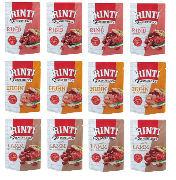 Rinti Pouch 3 Çeşit Karma Köpek Yaş Mama 400 Gr. X 12 Adet ürün görseli 1