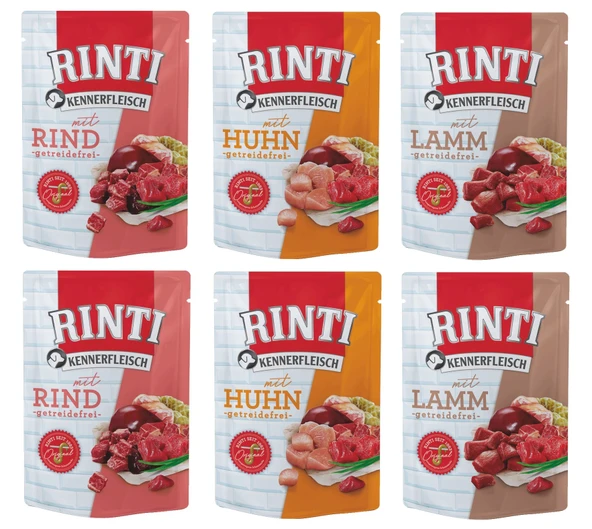 Rinti Pouch 3 Çeşit Karma Köpek Yaş Mama 400 Gr. X 6 Adet ürün görseli 1