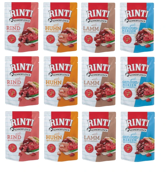 Rinti Pouch 4 Çeşit Karma Köpek Yaş Mama 400 Gr. X 12 Adet ürün görseli 1