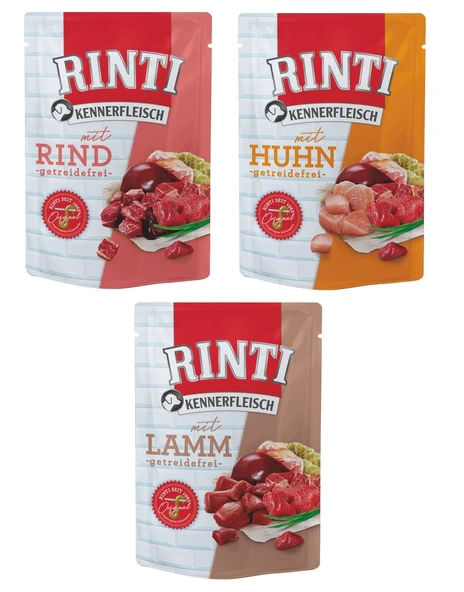 Rinti Pouch 3 Çeşit Karma Köpek Yaş Mama 400 Gr. X 3 Adet ürün görseli 1