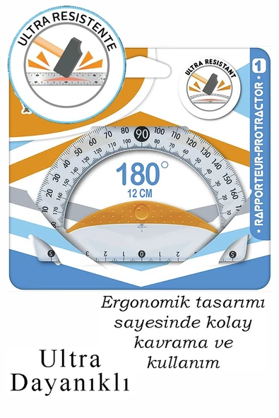 Dayanıklı Açı Ölçer 12 Cm 1 Adet Plastik İletki Şeffaf Geometri Matematik Çizim Ölçme Seti Okul Ders ürün görseli 1