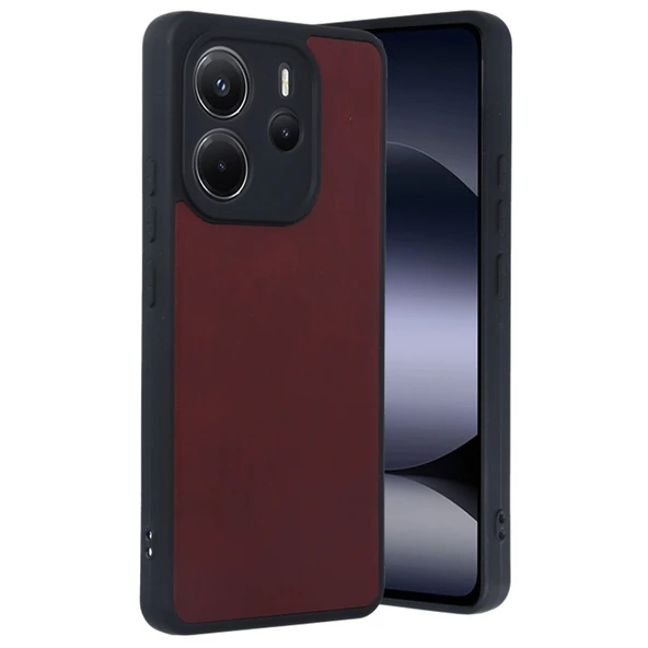 Newface Xiaomi Redmi Note 14 4G Kılıf Aras Deri Kapak - Bordo ürün görseli 1