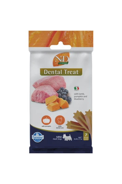 N&D TREAT ND PUMPKIN DOG LAMB BLUEB ADULT MINI DİŞ SAĞLIĞI 60 GRAM 7 STİCK ürün görseli 1