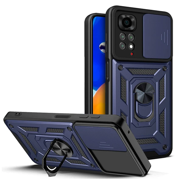 Xiaomi Redmi Note 11S Global Kılıf Magnetik Standlı Kamera Korumalı Sürgülü Vega Kapak ürün görseli 1