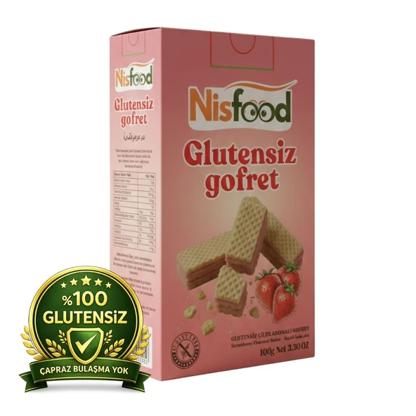 Glutensiz Gofret Çilekli 100 gr NisFood - 3 adet ürün görseli 1