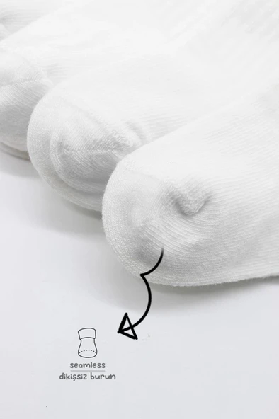6'Lı Basic Penye Soket Çorap 10101 Beyaz - Resim 4