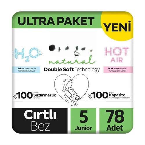 Natural Double Soft Bebek Bezi Ultra Paket 5 Beden 78 Adet ürün görseli 1