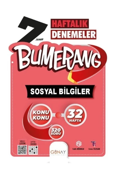 Günay 7.Sınıf Sosyal Bilgiler 32 Haftalık Denemeler Bumerang ürün görseli 1