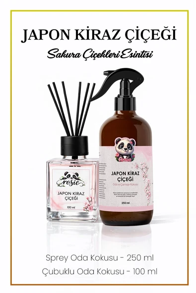 Rosie Japon Kiraz Çiçeği 250 ml Sprey + 100 ml Çubuklu Oda Kokusu Serisi ürün görseli 1