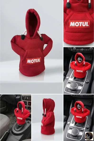 Motul Tasarım Kırmızı Hoodie Vites Topuzu Kılıfı - Universal Sweatshirt Model Vites Aksesuarı ürün görseli 1