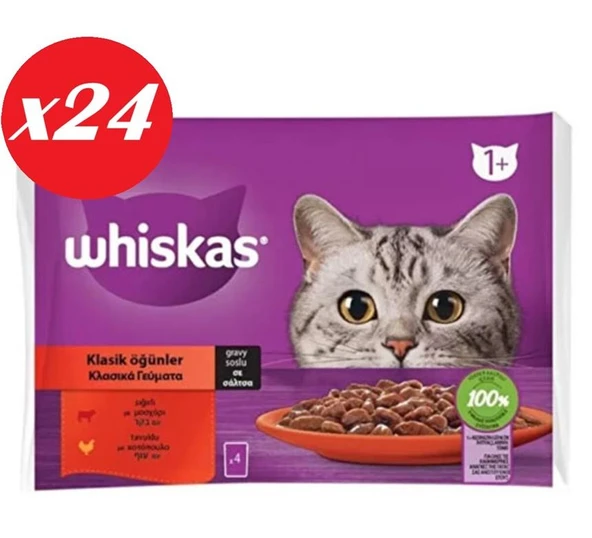 Whiskas Pouch Sos Sığır.Tav Yetiş Kedi Kon. 4x85gr Set 24'lü ürün görseli 1