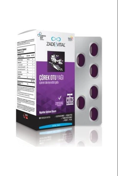Zade Vital Çörek Otu Yağı 900 mg 60 Blister Kapsül ürün görseli 1