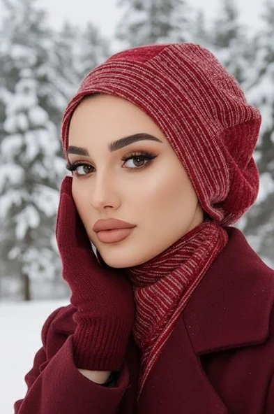Bordo Desen Tesettür Bere ürün görseli 1