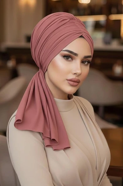 Koyu Pudra Tokalı Abiye Bone Şal / Hazır Duvak ürün görseli 1