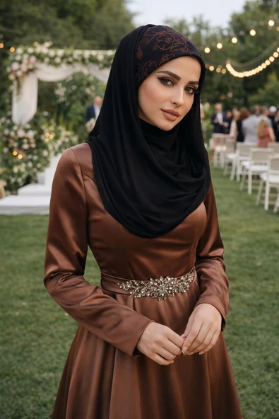 Siyah Bakır Işıltılı Hazır Bandana Şal ürün görseli 1