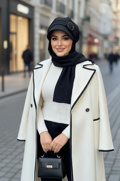 Siyah Tokalı Tesettür Şapka - Resim 2