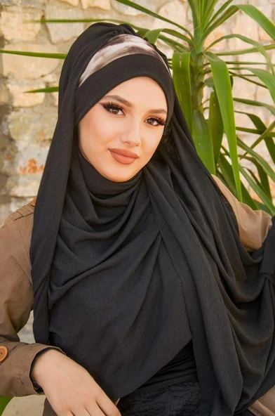 Siyah Batik Desen Bone Hazır Şal ürün görseli 1