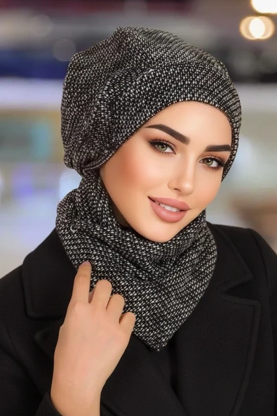 Siyah Melanj Tesettür Bere Ve Etol Takım ürün görseli 1