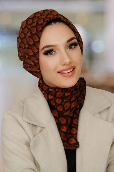 Siyah Taba Desenli Tesettür Bere Ve Etol Takım ürün görseli 1