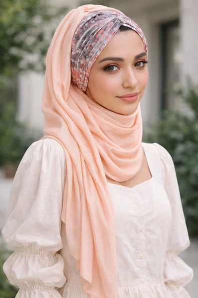 Somon Soft Desen Büzgülü Hazır Şal ürün görseli 1