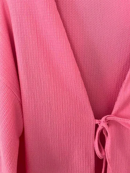 Pembe Önü Bağlamalı Kimono Tunik - Resim 2