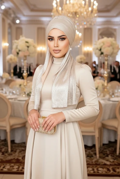 Rose Gold Kelebek Bone Şal - Resim 3