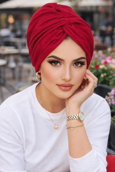 Bordo Burgulu Düğüm Bone ürün görseli 1
