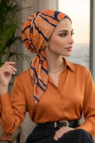 Taba Siyah Desen Eşarp Bone ürün görseli 1