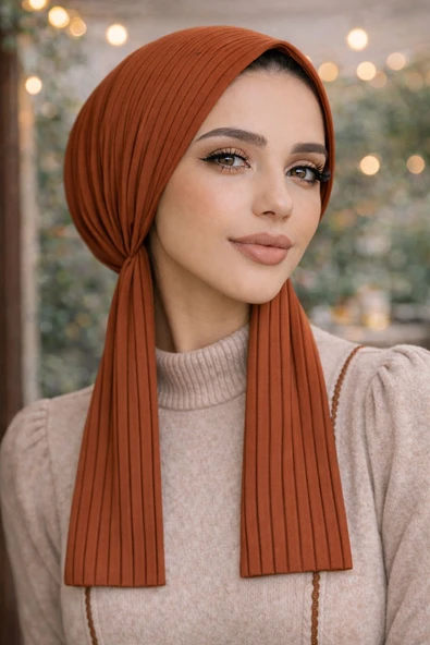 Taba Çizgili Eşarp Bone - Resim 2