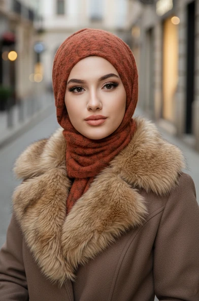Taba Desenli Yumoş Kelebek Bone Şal - Resim 2