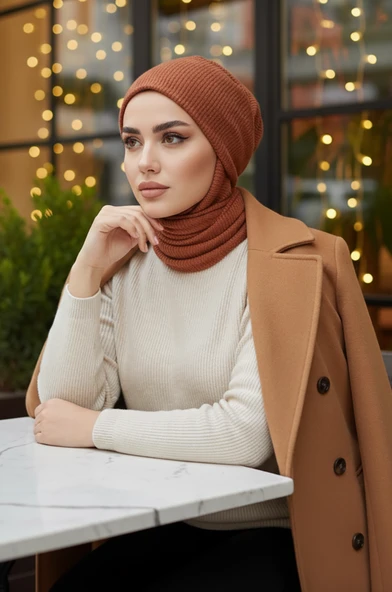 Taba Kışlık Kelebek Bone Şal - Resim 2