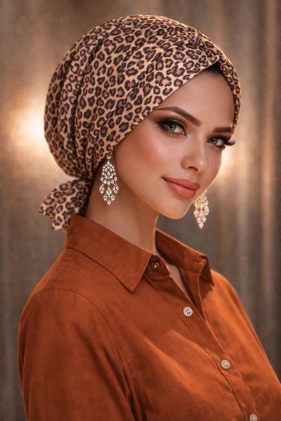 Leopar Desenli Tokalı Bone ürün görseli 1