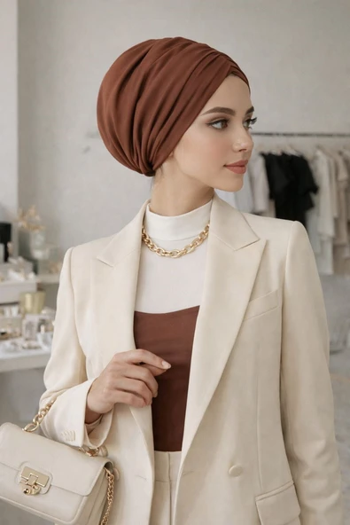Karamel Hazır Büzgülü  Bone - Resim 2