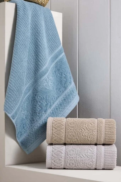 Loft %100 Pamuk Jakarlı Lüks Banyo Havlusu Yüksek Emici Yumuşak Doku 50x90 cm ürün görseli 1